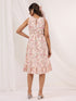 Janasya Women's Peach Pure Cotton Floral Printed A line Dress